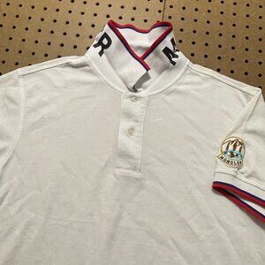 Moncler Polo Shirt Mens Medium White Slim Fit Knit Embroidered Logo